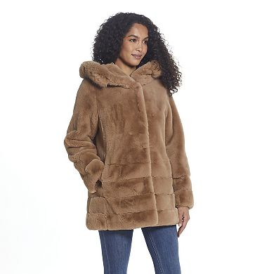 Women's Gallery Hooded Faux-Fur Coat