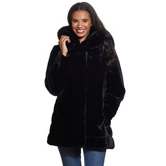 Women's Gallery Hooded Faux-Fur Coat