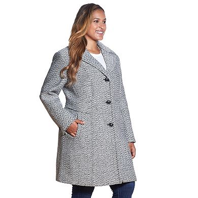 Plus Size Gallery Tweed Wool-Blend Walker Coat