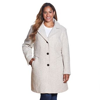 Plus Size Gallery Tweed Wool-Blend Walker Coat