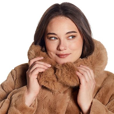 Plus Size Gallery Hooded Faux-Fur Jacket