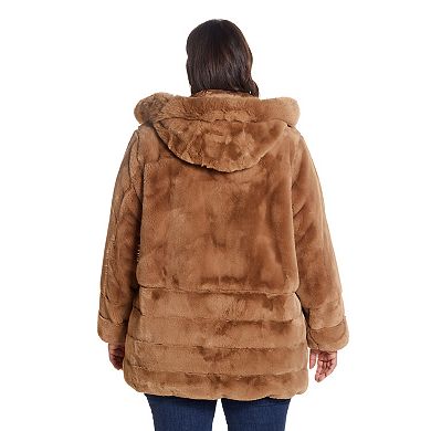 Plus Size Gallery Hooded Faux-Fur Jacket