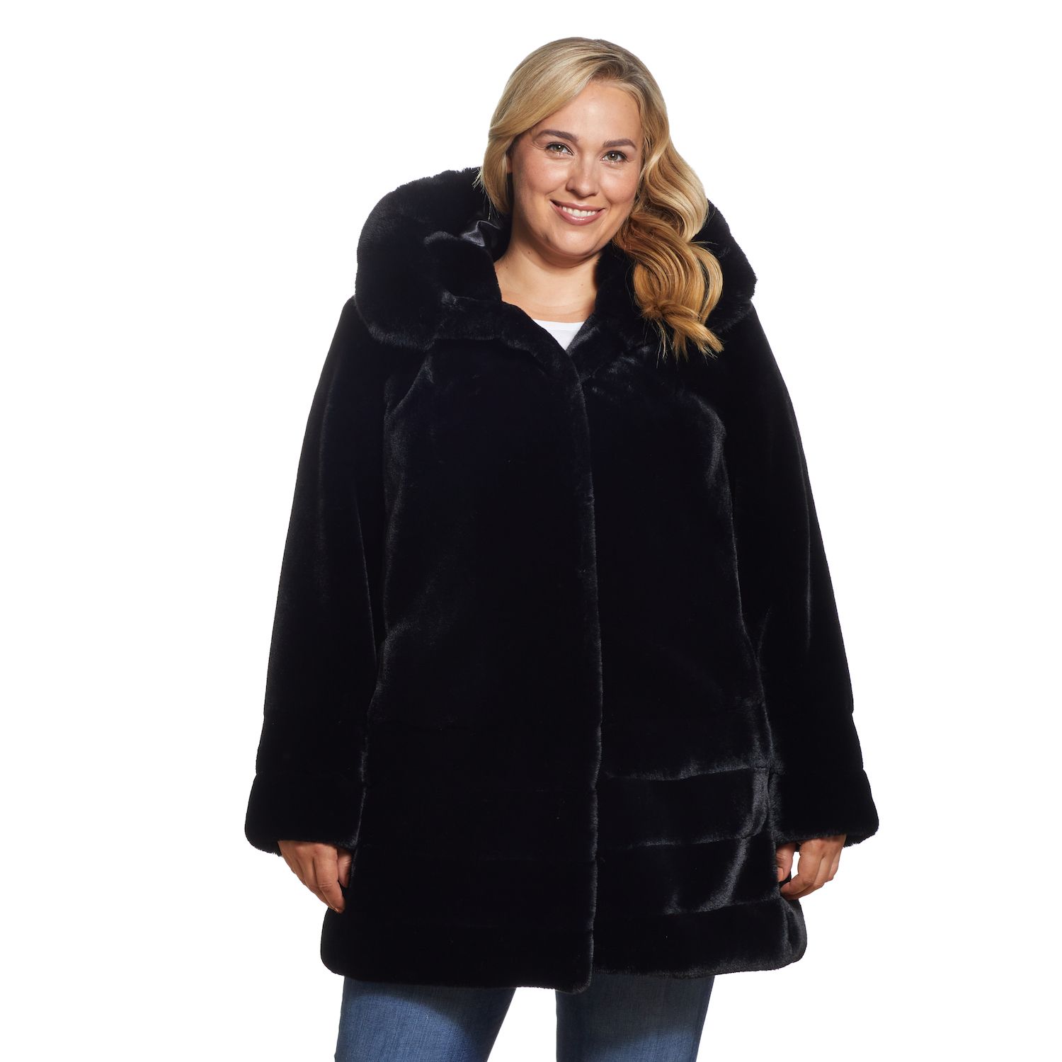 kohls black fur coat