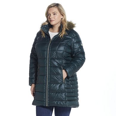 Plus Size Gallery Faux-Fur Hood Puffer Coat