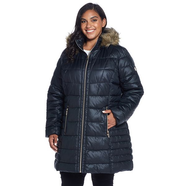 Plus size puffer cheap coat with fur hood