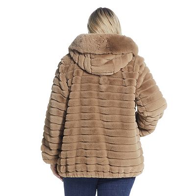 Plus Size Gallery Hooded Faux-Fur Zip-Up Jacket