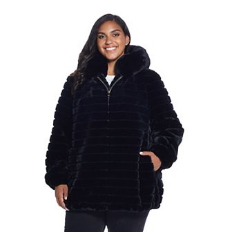 Plus Size Gallery Hooded Faux-Fur Zip-Up Jacket
