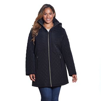 Plus Size Gallery Faux-Fur Hood Quilted Jacket