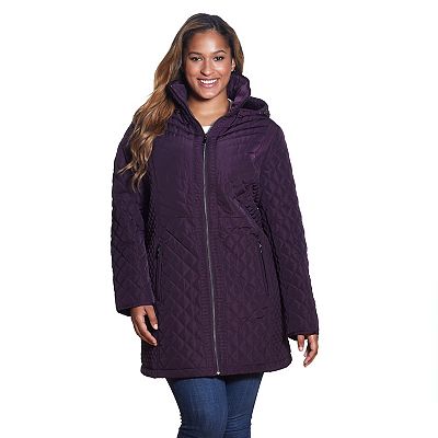 Plus Size Gallery Faux Fur Hood Quilted Jacket