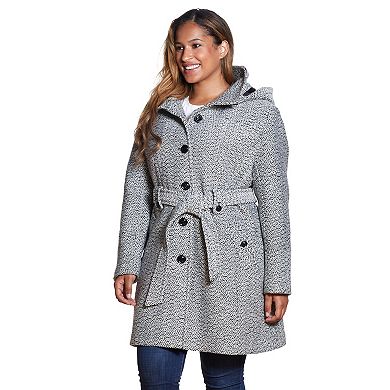 Plus Size Gallery Hooded Wool-Blend Walker Coat