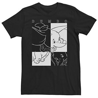Big & Tall Disney Dumbo Contrast Black And White Line Art Poster Tee