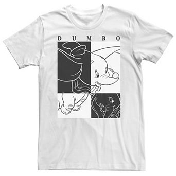 Big & Tall Disney Dumbo Contrast Black And White Line Art Poster Tee