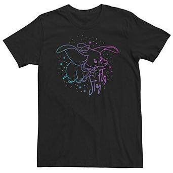Big & Tall Disney Dumbo Stay Fly Neon Sparkle Colorful Portrait Tee