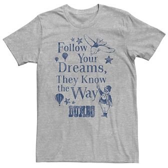 Big & Tall Disney Dumbo Follow Your Dreams Vintage Poster Tee
