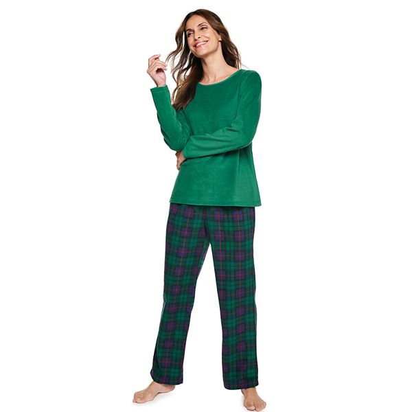 Petite Croft & Barrow® Micro Fleece Long Sleeve Pajama Top & Pajama Pants  Set