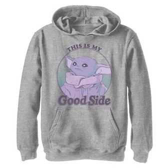Boys 8-20 Star Wars The Mandalorian The Child aka Baby Yoda My Good Side Purple Hue Graphic Hoodie