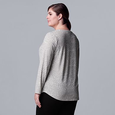 Plus Size Simply Vera Vera Wang Long Sleeve Scoopneck Tee
