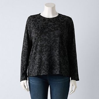 Plus Size Simply Vera Vera Wang Long Sleeve Scoopneck Tee
