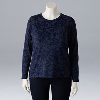 Plus Size Simply Vera Vera Wang Long Sleeve Scoopneck Tee