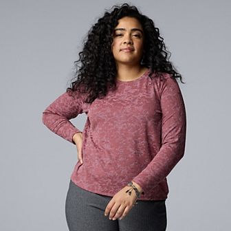 Plus Size Simply Vera Vera Wang Long Sleeve Scoopneck Tee