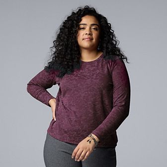 Plus Size Simply Vera Vera Wang Long Sleeve Scoopneck Tee