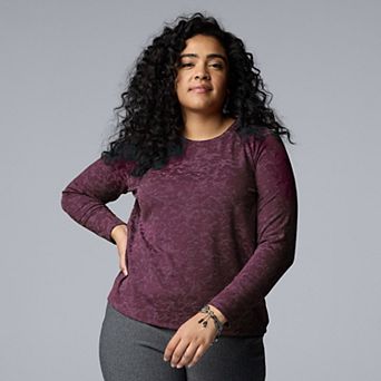 Plus Size Simply Vera Vera Wang Long Sleeve Scoopneck Tee