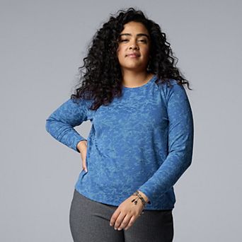 Plus Size Simply Vera Vera Wang Long Sleeve Scoopneck Tee