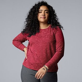 Plus Size Simply Vera Vera Wang Long Sleeve Scoopneck Tee