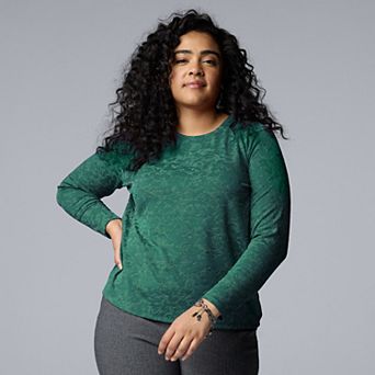 Plus Size Simply Vera Vera Wang Long Sleeve Scoopneck Tee