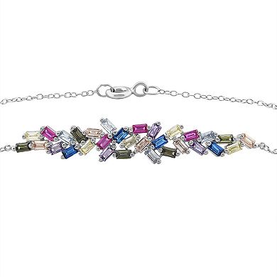 OLIVIA AND HARPER Sterling Silver Multi-Color Cubic Zirconia & Lab-Created Ruby Bracelet