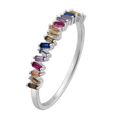 OLIVIA AND HARPER Sterling Silver Multi-Color Cubic Zirconia & Lab-Created Ruby Ring