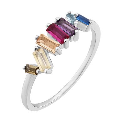 OLIVIA AND HARPER Sterling Silver Multi-Color Cubic Zirconia & Lab-Created Ruby Ring