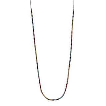 OLIVIA AND HARPER Sterling Silver Multi-Color Cubic Zirconia & Lab-Created Ruby Long Necklace