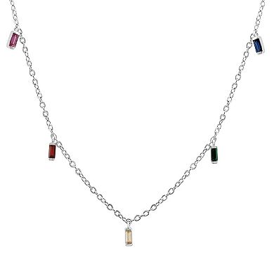 OLIVIA AND HARPER Sterling Silver Necklace Multi-Color Cubic Zirconia, Lab-Created Ruby & Lab-Created Pink Sapphire Necklace