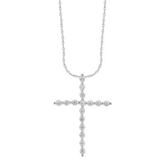 Arctic Clear 14k White Gold 1/2 Carat T.W. Round Cut Lab-Grown Diamond Cross Pendant Necklace