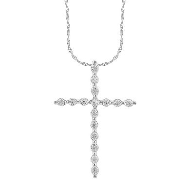 Arctic Clear 14k White Gold 1/2 Carat T.W. Round Cut Lab-Grown Diamond Cross Pendant Necklace
