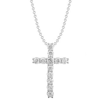 Arctic Clear 14k White Gold 2 Carat T.W. Round Cut Lab-Grown Diamond Cross Pendant Necklace