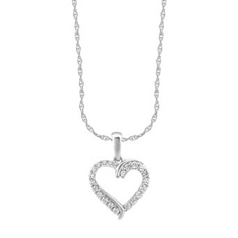 Arctic Clear 14k White Gold 1/4 Carat T.W. Round Cut Lab-Grown Diamond Heart Pendant Necklace