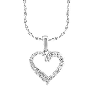 Arctic Clear 14k White Gold 1/4 Carat T.W. Round Cut Lab-Grown Diamond Heart Pendant Necklace