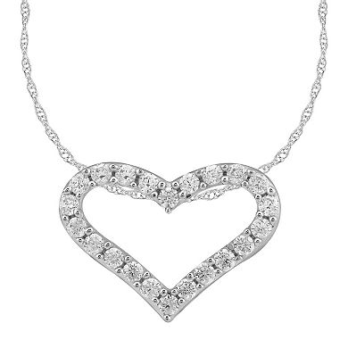 Arctic Clear 14k White Gold 1/3 Carat T.W. Round Cut Lab-Grown Diamond Heart Pendant Necklace