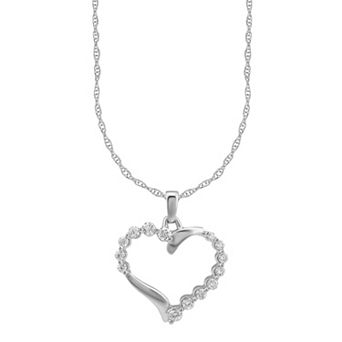 Arctic Clear 14k White Gold 1/3 Carat T.W. Round Cut Lab-Grown Diamond Heart Pendant Necklace