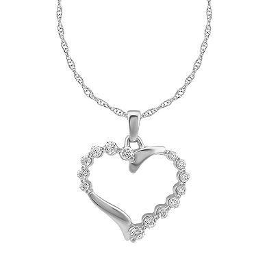 Arctic Clear 14k White Gold 1/3 Carat T.W. Round Cut Lab-Grown Diamond Heart Pendant Necklace