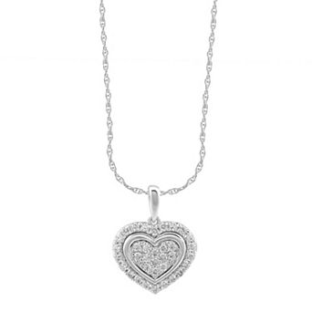 Arctic Clear 14k White Gold 1/3 Carat T.W. Round Cut Lab-Grown Diamond Heart Pendant Necklace