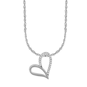 Arctic Clear 14k White Gold 1/5 Carat T.W. Round Cut Lab-Grown Diamond Heart Pendant Necklace