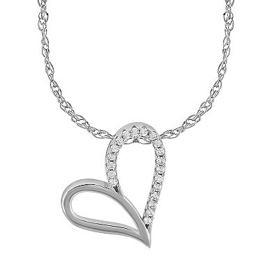Arctic Clear 14k White Gold 1/5 Carat T.W. Round Cut Lab-Grown Diamond Heart Pendant Necklace