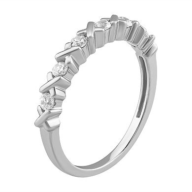 Arctic Clear 14k White Gold 1/4 Carat T.W. Round Cut Lab-Grown Diamond Wedding Band Ring