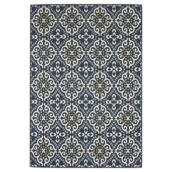Loomaknoti Torfled Blue and Orange Indoor Outdoor Area Rug