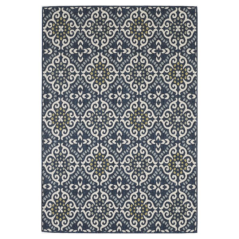 Loomaknoti Torfled Blue and Orange Indoor Outdoor Area Rug, 8X10 Ft