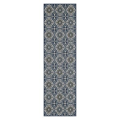 Loomaknoti Torfled Blue and Orange Indoor Outdoor Area Rug