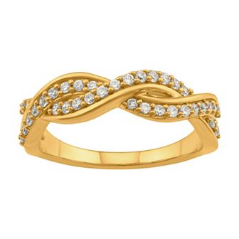 Arctic Clear 14k Gold 1/3 Carat T.W. Round Cut Lab-Grown Diamond Crisscross Ring